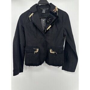 Neslay Women’s Distressed Military Style Jacket Emnroidery NEW Size Small